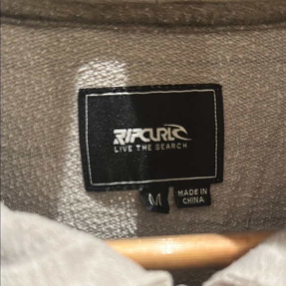 Ripcurl Gray / Blue Zip Up Hoodie Sweatshirt w/ Horizontal Stripes M Medium - Picture 2 of 4